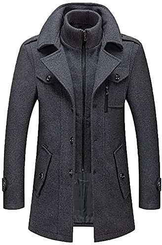 Hebezn Montgomery Da Uomo Con Cappuccio Giacca Slim Fit Autunno Inverno Outdoor Business Casual Traspirante Capispalla Caldi (Color : Grey, Size : L)