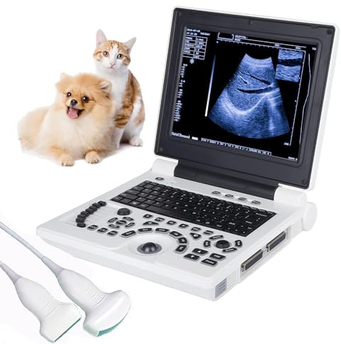 Animals Vet Veterinary Ultraschall Handscanner Konvex und Linear 2 Sonden Tragbarer Schwarz Weiß Doppler Ultraschall mit wasserdichter Sonde für Pferde, Pferde, Schweine, Hunde