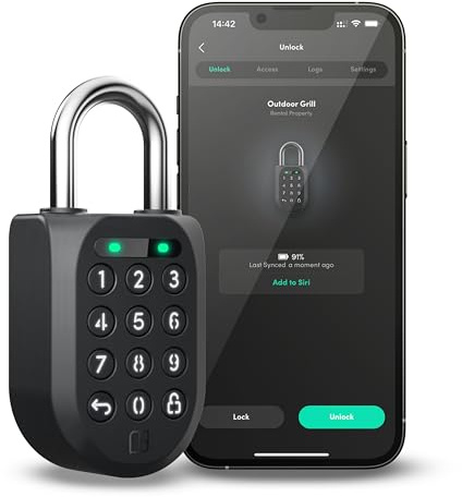 Igloohome Smart Padlock 2 (SP2), Erzeugt Zugriff von überall, kein WLAN nötig, kompatibel mit iPhone & Android - wetterfester, wasserdichter und wiederaufladbarer Akku