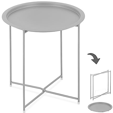 SILKMARKS® Beistelltisch für In- und Outdoor - Klappbarer Gartentisch 2. Wahl - Terrassentisch in vielen schönen Farben - Grilltisch Kaffeetisch (Hellgrau)