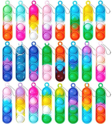 Valentines Day Fidget Toys Pack Party Favours | Push Pop Bubbles Fidget Keychain Poppets Kids Keyrings | 24 Pcs Fidget Toy Stress Relief Multipack Birthday Class Gifts For Girls Boys
