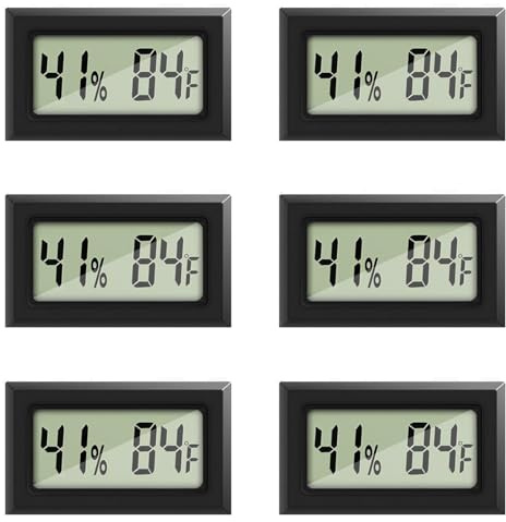 6 Pack Mini Digital Hygrometer Thermometer Small Indoor Temperature and Humidity Meter Gauge with Temp Humidity Sensor Monitor Fahrenheit (℉) for Jars,Home,Room