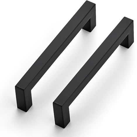 Ravinte 30 Pack Kitchen Door Handles Black Handles for Cupboard 128mm | Square Bar Grip, Smooth Pull Feel, For Cupboards, Wardrobes, Cabinets, Drawers, Kitchen Door Hardware, Furniture Restyle