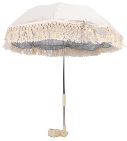 Spacnana Outdoor-Baby-Sonnenschirm, UV-beständig, für Kinder, Strand, Quasten-Fransenschirm für Kinderwagen, Kinderwagen, Tribünen (Beige)