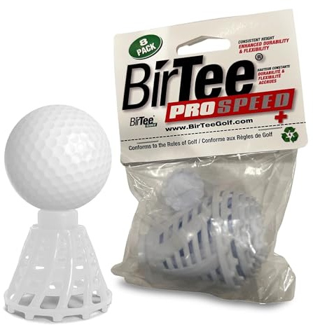 BirTee Golf Tees - PRO Speed Plus with Flexibility & Durability - 8 Pack. Indoor Golf Tees/Golf Simulator Tees/Winter Plastic Golf Tees (White)