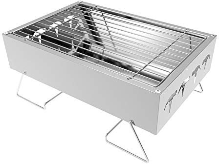 BBQ Grill Außengrill Edelstahl Unbeschichtet Holzkohlegrill Kleiner Minigrill Grill Abendessen Outdoor Barbecue
