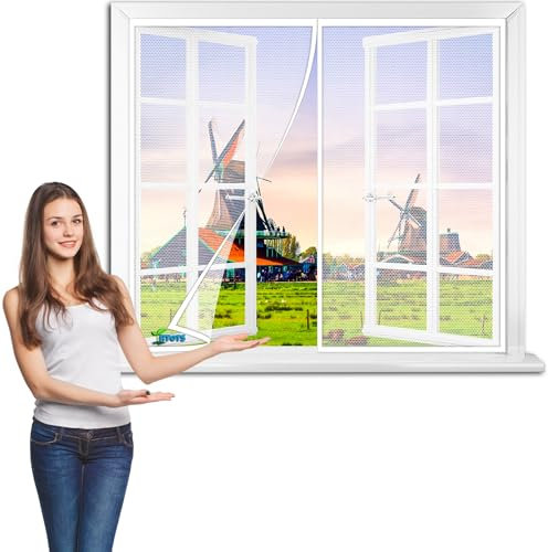 MagnéTique Moustiquaire Fenêtre 100 x 100 cm MagnéTique Rideau De Porte Moustiquaire Enroulable Anti Insecte Mouche Moustique pour Enfants et Animaux de Compagnie【Blanc】