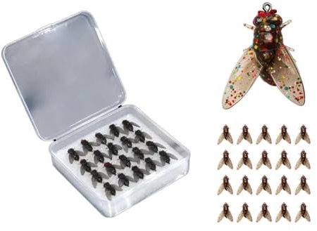 jileijar 20 Stück bionische Fliegenfischköder, 2024 neuer Fliegenhaken, weiche Köder, fügen Sie Fischlockstoff hinzu, bionisches Fliegenfischen, Angeln, Fliegen, Salzwasser