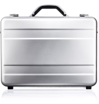 Maletín CW-021 de aluminio de alta calidad, seguro, ligero, duradero, multifuncional, con divisor y bolsillos para profesionales, viajes y protección de equipos, diseño elegante, Silver, Large