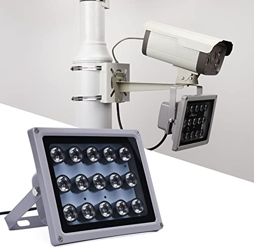 WEIGR IR Strahler 15LED IR Scheinwerfer 45° Strahler Lampe 12V, Infrarot-Flutlicht Wasserfest, Verbessert Nachtsicht für IR-Licht Innen&Außen