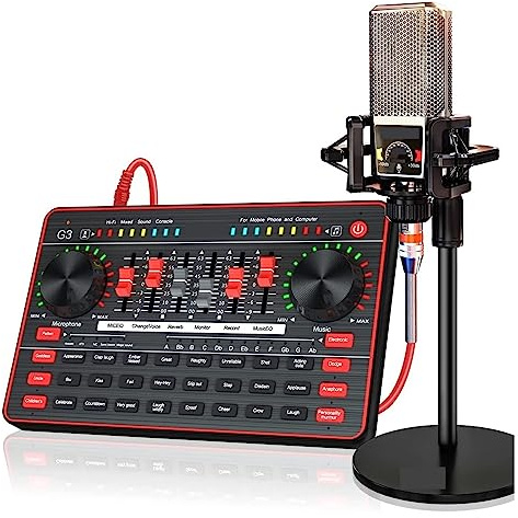 CVNIMV Kit de Carte Son G3 Carte Son Professionnelle Interface de mixage de Microphones USB Microphone Filaire pour téléphone Configuration d'enregistrement sur Table PC pour l