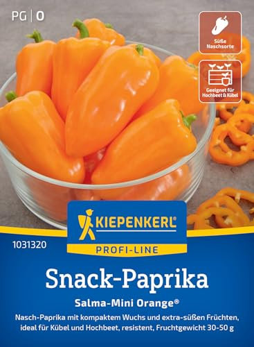 Kiepenkerl Profi-Line Paprikasamen Salma-Mini Orange® 1031320 - Nasch Paprika - kompakter Wuchs - extra- süße Früchte - Saatgut, Samen Gemüse, Gemüsepflanzen