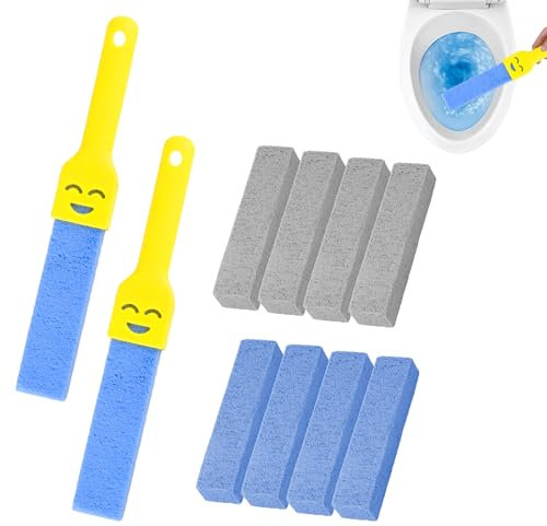 8 PcsPumice Stone for Toilet Cleaning Stones, Pumice Stone Toilet Bowl Cleaner with Handles 2pcs, Replaceable Pumice Sticks for Stains Limescale Remover Kitchen Bathroom Pools