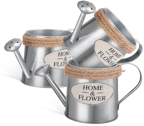 Cabilock Mini Iron Watering Can Flower Vase Set 3pcs Rustic Metal Pitcher for Indoor Table Decor Decorative Flower Pot Farmhouse Style