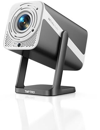 Proiettore 4K Dolby Messa Fuoco Auto Keystone Proiettore Portatile con Bluetooth Bidirezionale Mini Proiettores Girevole 360° per Home Theater/Esterno Videoproiettore Nero