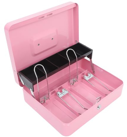 LOLIPPYY Caja De Caudales Con Llave De Metal Para Almacenamiento Seguro Para Comercios Hostelería y Oficinas Organizadora De Caja Con Cerradura y Llave
