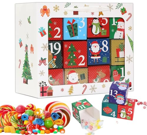 Caspette Vuote Di Natale - 24 Pezzi Caspetti Di Carta Per Conto Alla Rovescia Vuoti | Decorazione Per Vacanze Invernali Multifunzionali Per Ragazzi Per Bambini Coppie Piccoli Giocattoli Ciocco