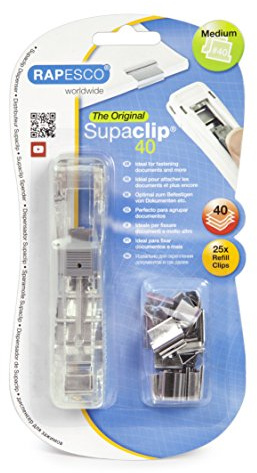 Rapesco RC4025SS Dispenser Supaclip 40 e 25 Clips in Acciaio Inossidabile