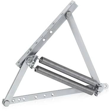 Gedotec Springaufbeschlag Bett-Hochstellstütze Swing-Away | Bettbeschlag längs und quer aufklappbar | Klappenbeschlag Stahl verzinkt | 1 Garnitur Feder-Beschlag für Betten & Deckel (links & rechts)