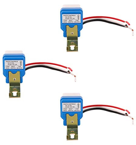 Ximimark 3Pcs 12V 10A Light Sensor Switch Auto On Off Dusk Sensor Night Light Sensor Twilight Switch