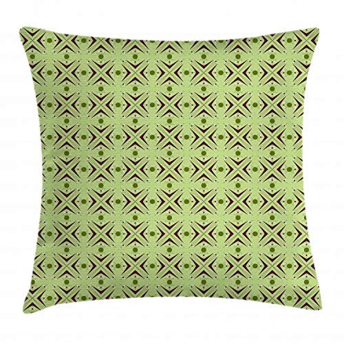 ABAKUHAUS Mezzo secolo Federa Fodera Cuscino, Atomic Boomerang, Copricuscino Quadrato Decorativo, 50 cm x 50 cm, Mela Verde Indigo