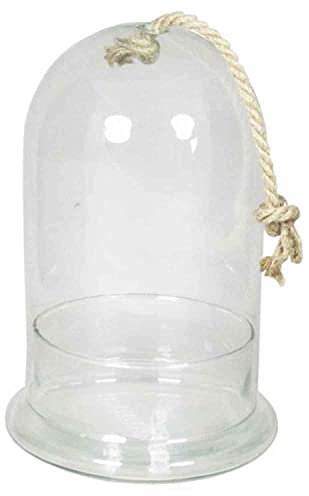 INNA-Glas Campana Decorativa Volta, con Cuerda, cilíndrico/Redondo, Transparente, 28,5cm, Ø18cm - Campana de Cristal - Cúpula