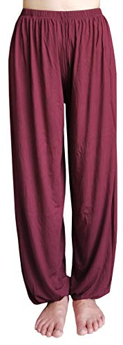 HOEREV Supermjuka Modal Spandex Haremsbyxor För Yoga Och Pilates,Mörkröd,XL