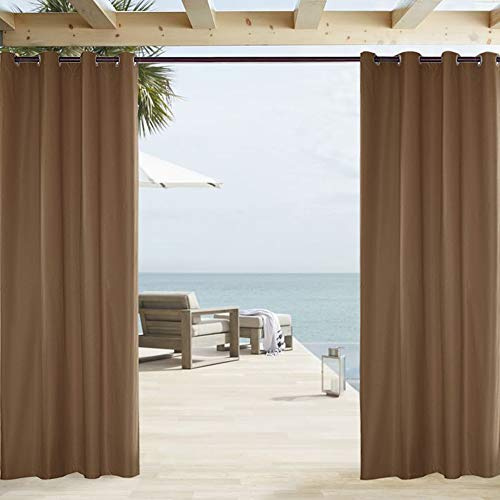 ele ELEOPTION Cortina de Exterior Impermeable, Opaca, Resistente al Viento, Protección UV, para Balcón, Jardín o Patio (137 x 244cm, Café)