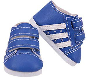 Aeromdale Puppenschuhe, gestreifte Sneaker, lässig, faule Schuhe für 45,7 cm große amerikanische Puppenmädchen, 43 cm große Puppe, Blau, 1 Paar