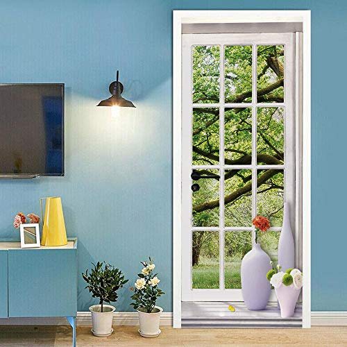 3D Türaufkleber 90x200cm Türtapete selbstklebend Fototapete Türpanel Türposter Türfolie Türsticker PVC Wasserfest Wandbild Wandaufkleber Für Wohnzimmer kinder bad Schlafzimmer, Landschaft im Freien