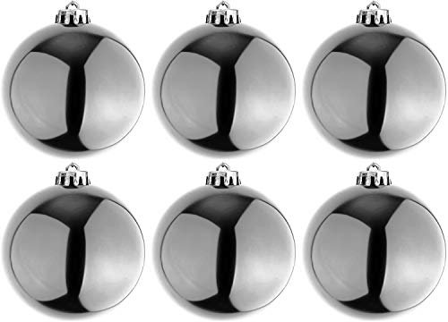 Mojawo 6 Stück XL Christbaumkugeln Weihnachtsbaumkugeln Baumschmuck Silber Ø 15cm Schmuckkugeln