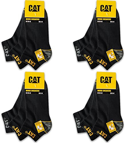 CAT Caterpillar 12 Pairs WORK SNEAKERS Sneaker Socks Socquettes de travail basse Taille Chaussettes de baskets Chaussettes de travail hommes Chaussettes d'affaires bas 39-50 (43-46, 12 Pairs Noir)