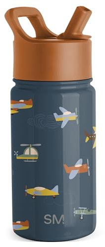 Simple Modern Gourde Enfant avec Paille | Gourde Isotherme Inox Réutilisable pour Garçons et Filles | Summit | 415ml | Wheels Up