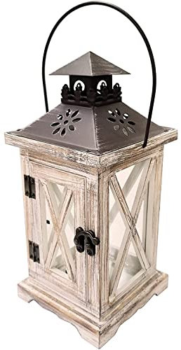 Lanterna decorativa vintage, portacandela in legno rustico, per matrimoni, centrotavola, da appendere alla parete, per feste, decorazione per la casa, interni ed esterni, Natale (stile B)