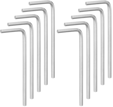 QUARKZMAN 10 Piezas de Llave Hexagonal 2.5mm L-Shape Llaves Hexagonales Métricas de Acero Cromo Vanadio Herramienta de Reparación para el Hogar, Tono Plateado