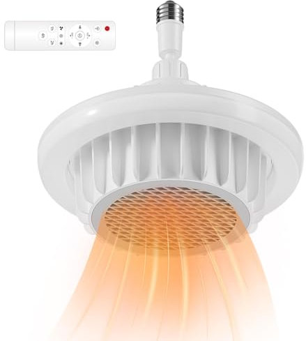 LED Fan Light, Fan Light Heater, 9.65x6.3x9.72 Inches Indoor Electric Heating with Remote, Ceiling Roof Patio for Bathroom, Living Room, and Outdoor Spaces