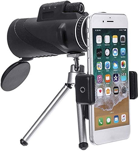 Telescopio monocular 40x60 HD Zoom Noche Telescopio monocular para teléfono móvil con Mini trípode Ocular Lente Objetivo de Mano con Clip para teléfono