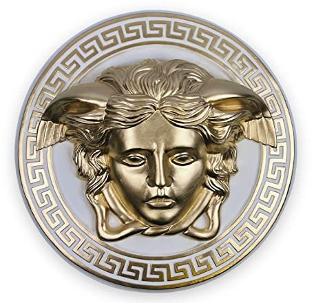 Bavary Handmade Wall Relief Greek Wall Art Antique Medusa Design Hand Crafted 50cm White Gold