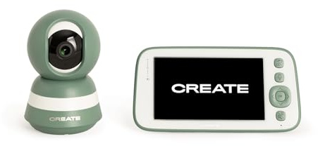 CREATE / Baby CAM Connect Pro/Babyphone caméra avec WiFi Vert Sauge/Audio bidirectionnel, vidéo Haute qualité, Vision Nocturne, caméra pivotante, 7 chansons, 5 W
