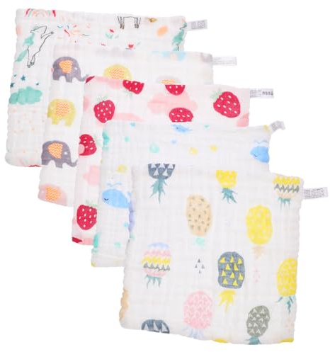 ARTSEWPLY 5 piezas Toallas de Algodón para Niña Absorbentes y Suaves Paños Faciales y Pañuelos de para Baño Infantil y Cuidado de Piel Sensible