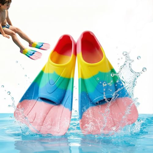 KQWVZ Aletas De Natación Para Niños, Aletas De Entrenamiento De Silicona,Talla 27-29, Aletas Cortas Para Niños, Aletas Cortas De Silicona,Aletas De Entrenamiento Para Niños Para Natación,Entrenamiento