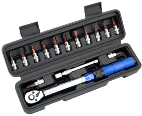 Agmoctz Juego de Herramientas de Reparación de Bicicletas con Llave Dinamométrica Ajustable de 1/4 Pulg. y 2-24 NM, Juego de Herramientas Manuales para Reparación de Bicicletas