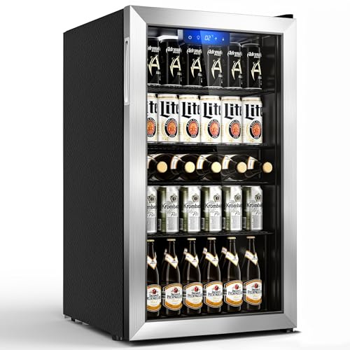 TRIUMPHKEY 86L Frigorifero per Bevande | Raffreddamento Uniforme & Anti-Ghiaccio | 4 Ripiani | 130 Lattine | Bar, Ufficio, Casa