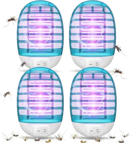 Lampe Anti Moustique,2026 Nouveau Electrique Anti Moustique 4 Tue Mouche Electrique avec lumière UV Piège à Insectes électrique Répulsifs à Moustiques,Anti Mouches Sûr et Efficace (Bleu)