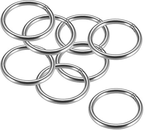 sourcing map Anneau soudé Inox Acier Rond 60 x 6mm Cerclage 8Pcs
