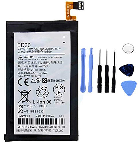 ELLENNE Akku kompatibel mit Motorola Moto G2 XT1063 XT1068 ED30 AD Hohe Kapazität 2070 mAh mit Demontage-Kit im Lieferumfang enthalten