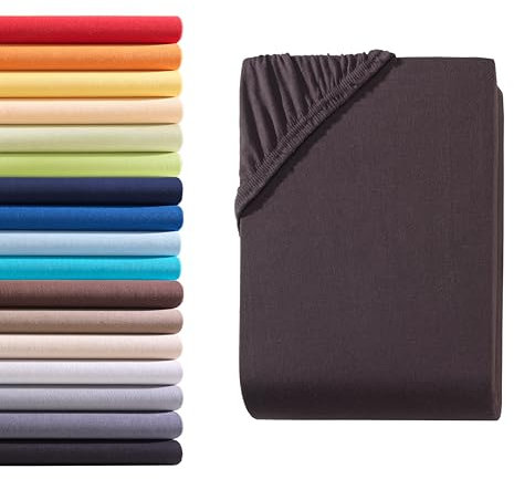 Hometex Premium Textiles Spannbettlaken Spannbetttuch 120-130 x 200 cm, Bettlaken Jersey aus 100% Baumwolle, Matratzen bis 23-25 cm, Oeko-TEX Made IN Green, Schokobraun