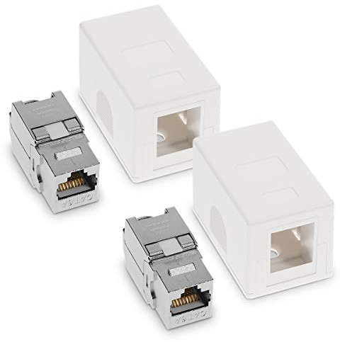 kwmobile 2x CAT 6A Aufputz Netzwerkdose inkl. 2x Keystone Module - 1 Port RJ45 Buchse 10 Gbit/s - Netzwerk LAN Aufputzdose Internetdose Set in Weiß