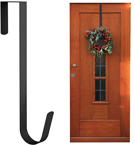 ANSIO Christmas Wreath Hanger for Front Door, 12.5 inches/31.7cm Front Door Wreath Hanger for Christmas Decor - Pack of 1 - Black
