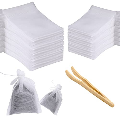 200 Pcs Sachet de Thé - Svalor Sachet de Thé à Remplir avec Cordon, Sachets Filtre à Thé Jetables avec Pince à Thé, Sachets Thé a Remplir pour Thé en Vrac, Café, épices, Poudre (5 x 7 cm, 7 x 9 cm)